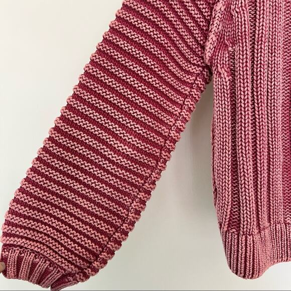 Free People Sweetheart Mock Neck Pink Sweater Size XS Jumper Chunky Knit Boho - Picture 6 of 10